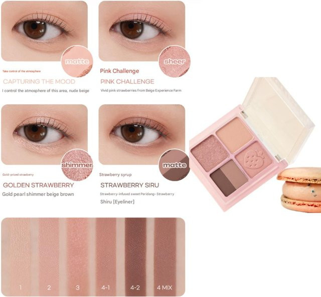 PERIPERA Ink Pocket Shadow Palette, 08 Strawberry In Mute, Puder, Satin - Bild 1