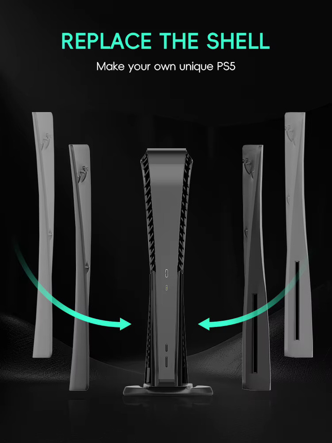 Sony Ersatzgehäuse Frontplatte in Schwarz und Grau für PlayStation 5 PS5 Disc-Konsole - Bild 3