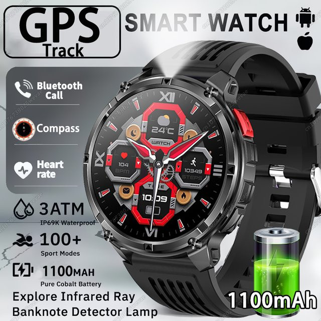 Ola Esporte Smartwatch, 1,7 Zoll, Schwarz, Silikon, 5 ATM, Herren - Bild 1