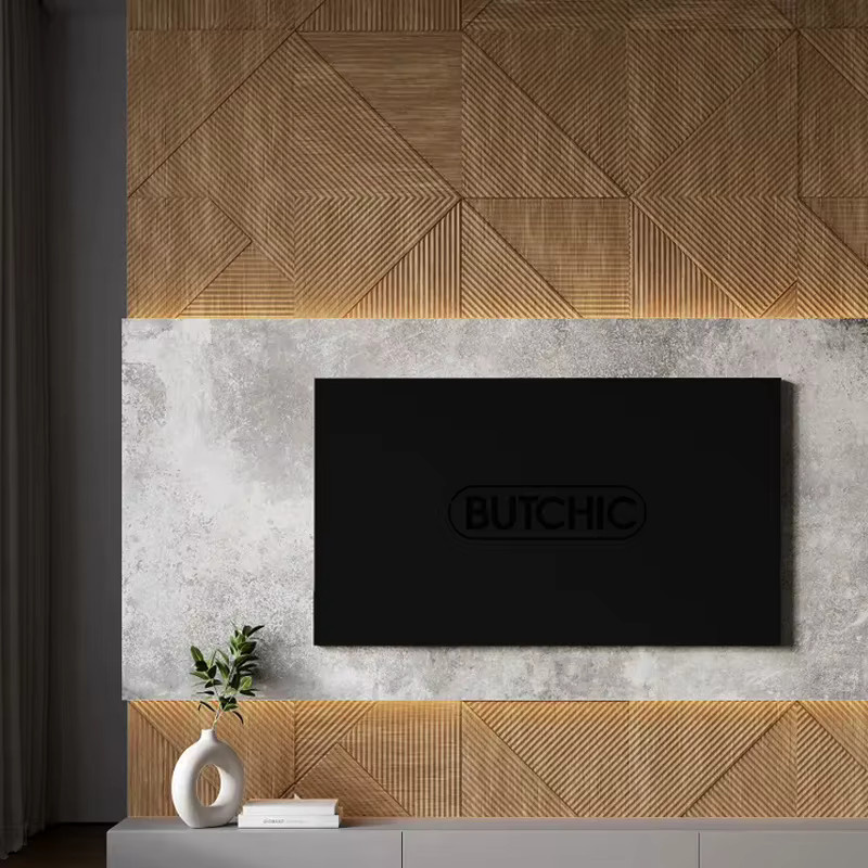 10 Stück 3D Wandpaneele Butchic in Champagner Gold mit Holzmaserung, quadratische Wandaufkleber für moderne Wandkunst, B/H: 30 x 30 cm - Bild 2