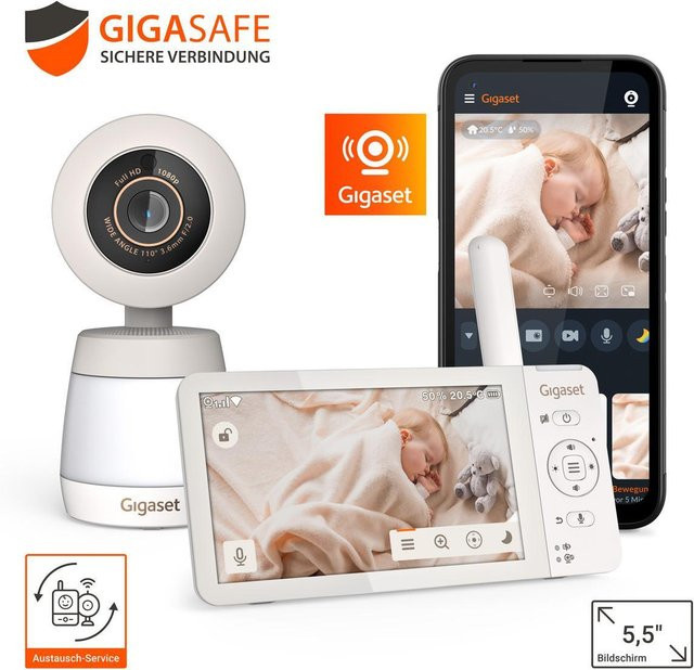 Gigaset BABY 700 Connected Babyphone mit Kamera, Audio-Video-Übertragung, WLAN und Bluetooth in Weiß - Bild 1