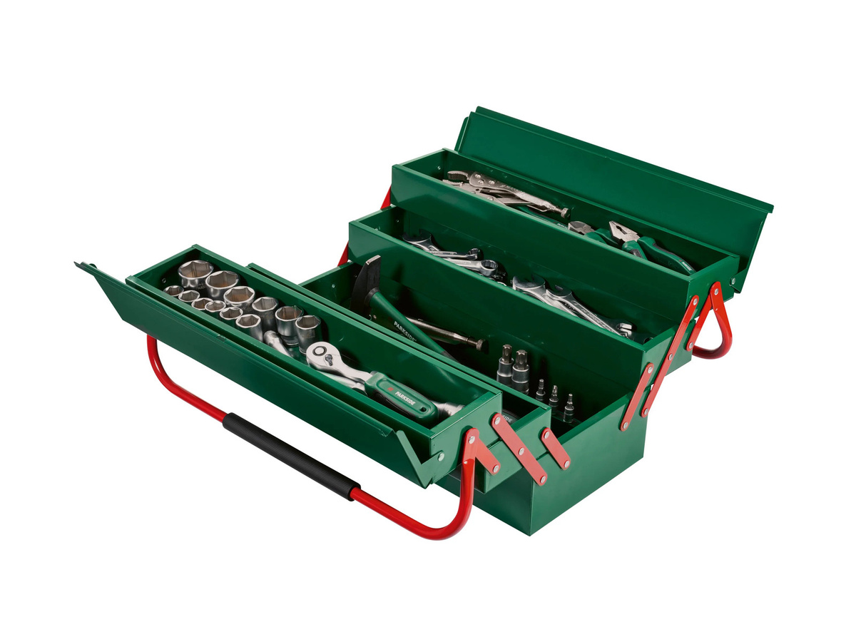 Parkside Werkzeugkasten aus Stahl in Grün B/T/H: 48,0 x 22,0 x 3,8 cm - Bild 2