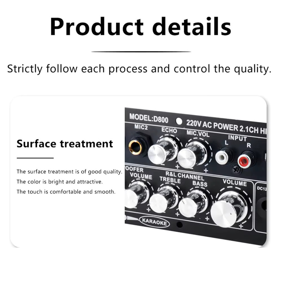 diymore D800 2.1-Kanal Bluetooth Verstärkerplatine in Schwarz mit 50 W + 50 W + 100 W Hochleistungs-Audio-Digitalverstärker - Bild 5