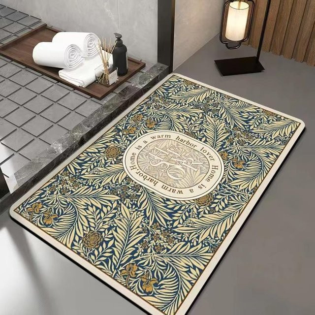 Amerikanische Retro Badezimmer Matte aus Kieselgur-Technologie, schnelltrocknend und rutschfest, Mehrfarbig, B/L: 80 x 50 cm - Bild 1
