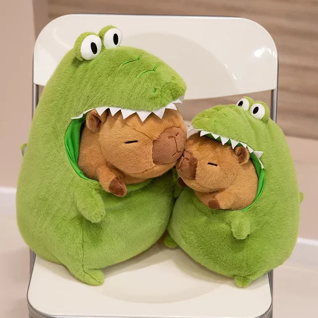 MIAOOWA Capybara mit grünem Dinosaurier-Plüschpuppe, Plüschtier - Bild 1