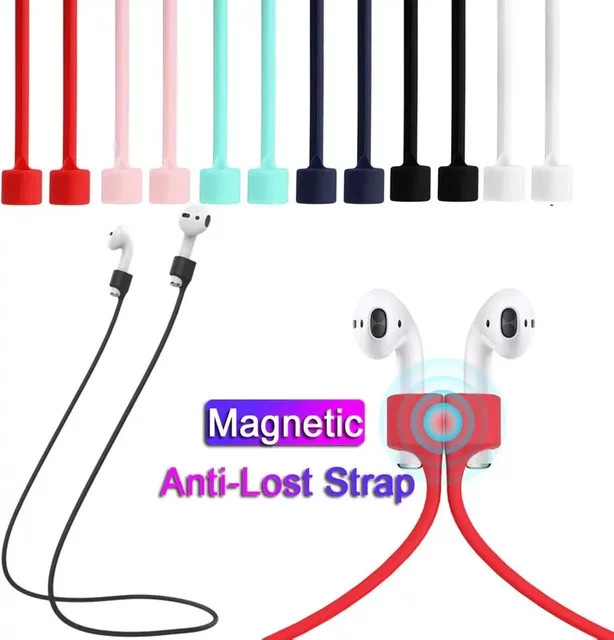 Magnetisches Silikon Kopfhörer-Seil für Apple AirPods Pro, 3, 2, 1 und AirPods 4 in Schwarz - Bild 1