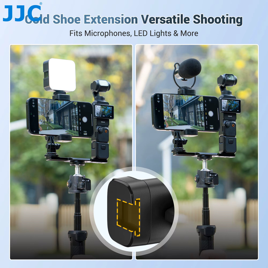 JJC Handyhalterung für DJI Osmo Pocket 4 3 Erweiterungskit mit Cold Shoe und 1/4 Zoll Gewinde für Stativ, Schwarz - Bild 4
