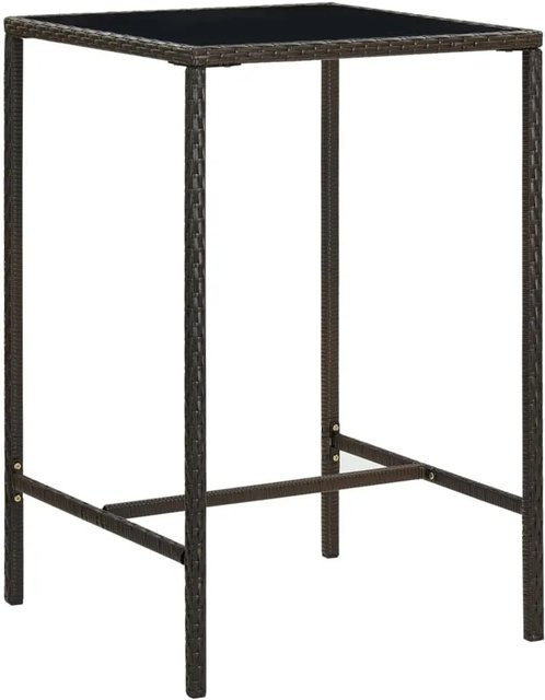 DELUKE Garten-Bartisch JONI in Braun mit Glasplatte aus PE-Rattan, B/T/H: 70 x 70 x 110 cm - Bild 1
