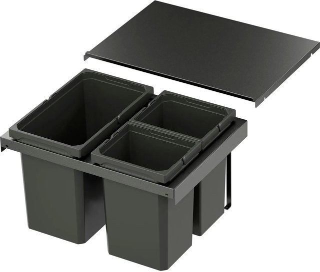 Vauth-Sagel Abfalltrennsystem Envi Flex in Lava mit Korpusbreite 600 mm und 3 Behältern (1x 22 l, 2x 10 l) - Bild 1