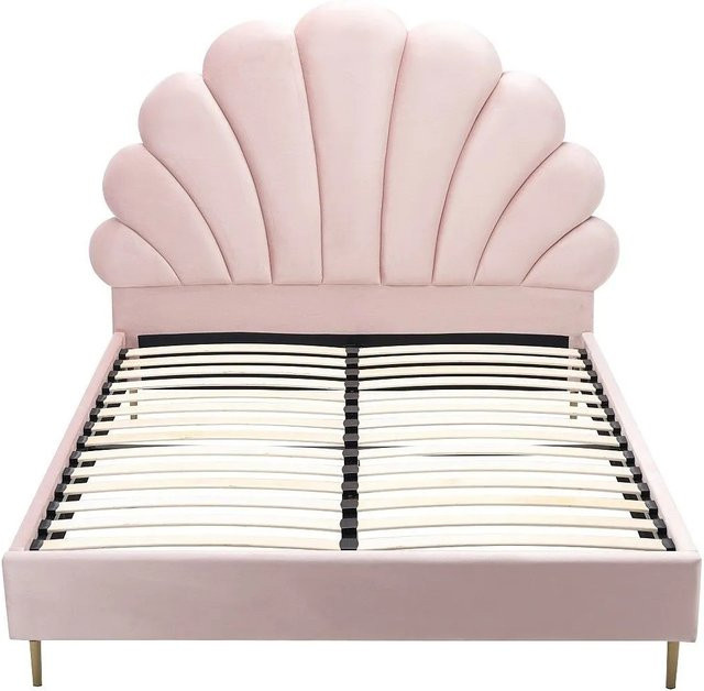 Vente-unique Bettrahmen Livaya in Rosa mit Samtbezug im Art Deco Stil, B/T/H: 160 x 200 x 187 cm - Bild 1