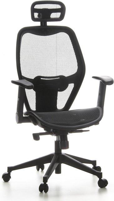 hjh OFFICE Profi Bürostuhl AIR-PORT in Schwarz mit Netzstoff und abklappbaren Armlehnen - Bild 1