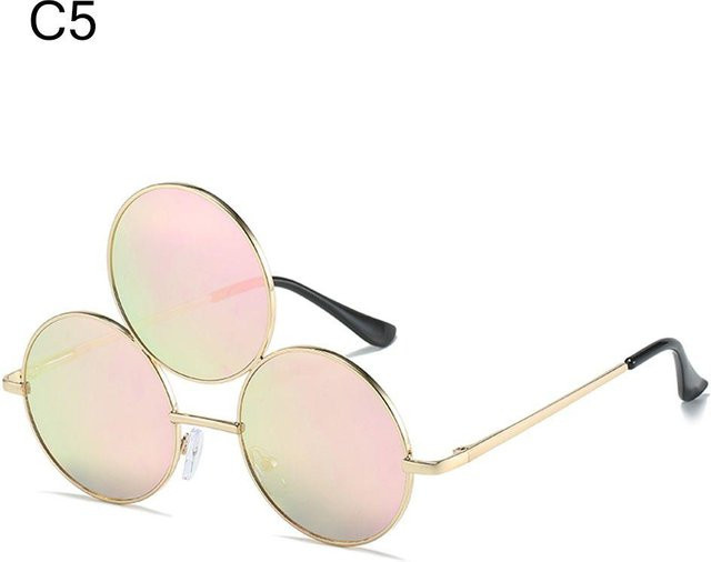 Baiyukeji Sonnenbrille Drei-Augen-Brille, Vollrand, Rund, Metall, Multicolor, Damen - Bild 1