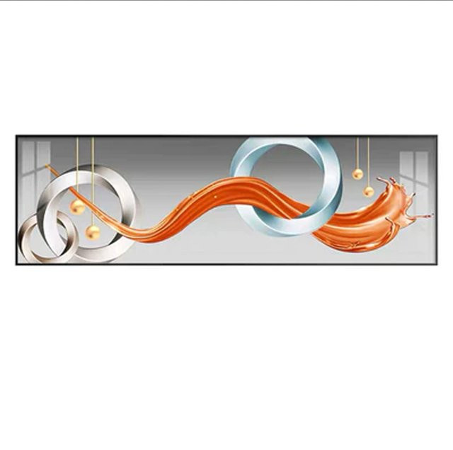 TPFLiving XXL Riesen Luxus Poster Leinwand Abstrakte Linien und Formen in Weiß, Blau, Grau, Silber, Gold Modell TPFL-LW-301-MX Breite: 120 cm, Höhe: 30 cm - Bild 1