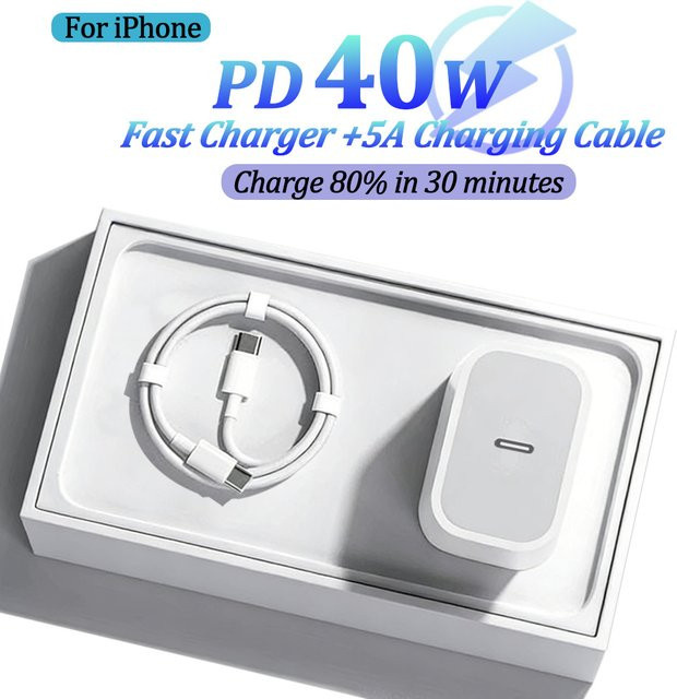 USB-C Schnellladegerät 40W PD EU-Steckeradapter für Apple iPhone iPad in Weiß - Bild 1