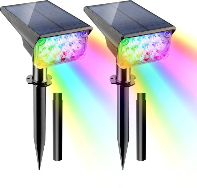 T-SUNRISE RGB Solar-Flutlicht in Schwarz, wasserdichter LED-Landschaftsstrahler IP65 für Garten und Terrasse - Bild 1