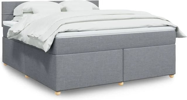vidaXL Boxspringbett mit Matratze Hellgrau, Hybridbett mit USB-Ladeport und Unterbettbeleuchtung, B/T: 180 x 200 cm - Bild 1