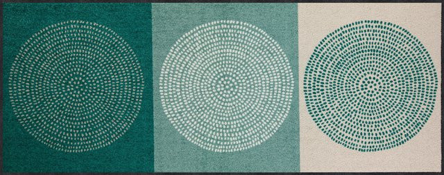 Rutschhemmende Salonloewe Fußmatte in Green Multicolour mit Punktmuster aus Polyamid und Gummi - Bild 1