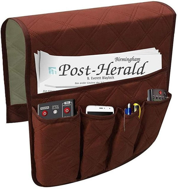 Wasserdichter Fernbedienungshalter aus Polyester für Sofa und Sessel, Farbe: Braun, B/T/H: 46,0 x 35,0 x 46,0 cm - Bild 1