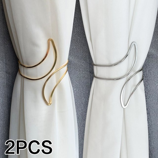 2 Stück moderne Metall-Vorhang-Raffhalter mit geometrischem Mondmuster in Silber und Gold - Bild 1