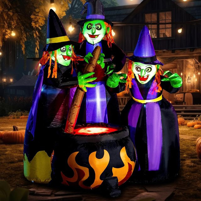 Aufblasbarer Halloween Hexenkessel mit Flammenlicht von Discover Intime, lila, Höhe: 183 cm - Bild 1