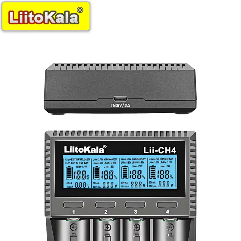 LiitoKala Lii-CH4 Smart-Ladegerät für Li-Ion 18650, Ni-MH AA/AAA und LiFePO4 mit LED-Anzeige - Bild 2