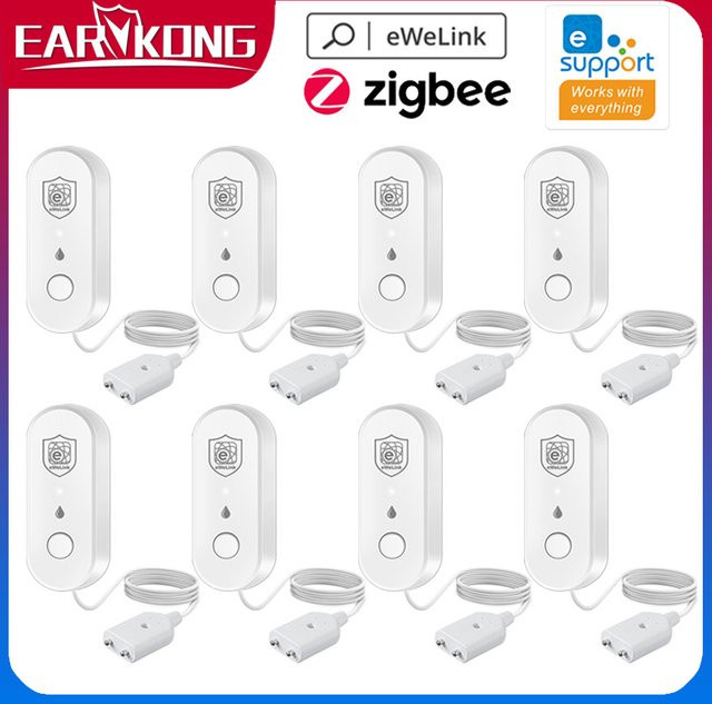 Earykong Zigbee Wasserleckagesensor in Weiß für Zuhause und Küche mit eWelink App Fernsteuerung und Hochwasserschutz-Alarm - Bild 1