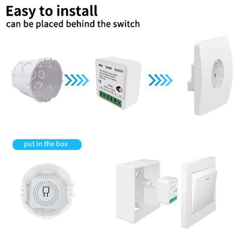 Tuya Smart Home WLAN-Lichtschalter-Modul 16A in Weiß mit 2-Wege-Steuerung, kompatibel mit Smart Life, Amazon Alexa und Google Assistant - Bild 2