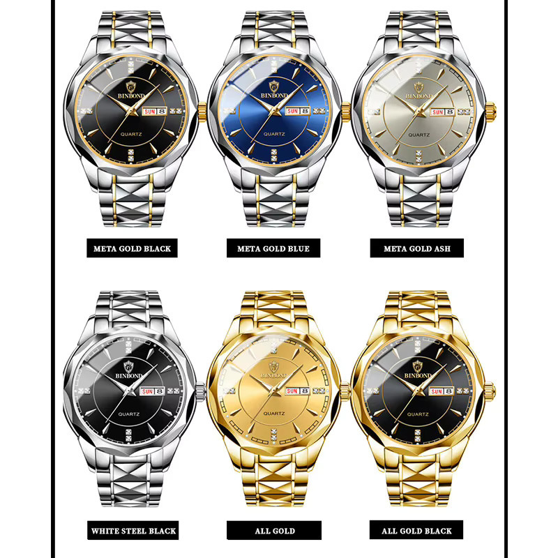Binbong Armbanduhr, Quarz, Edelstahl, Gold, Herren - Bild 5
