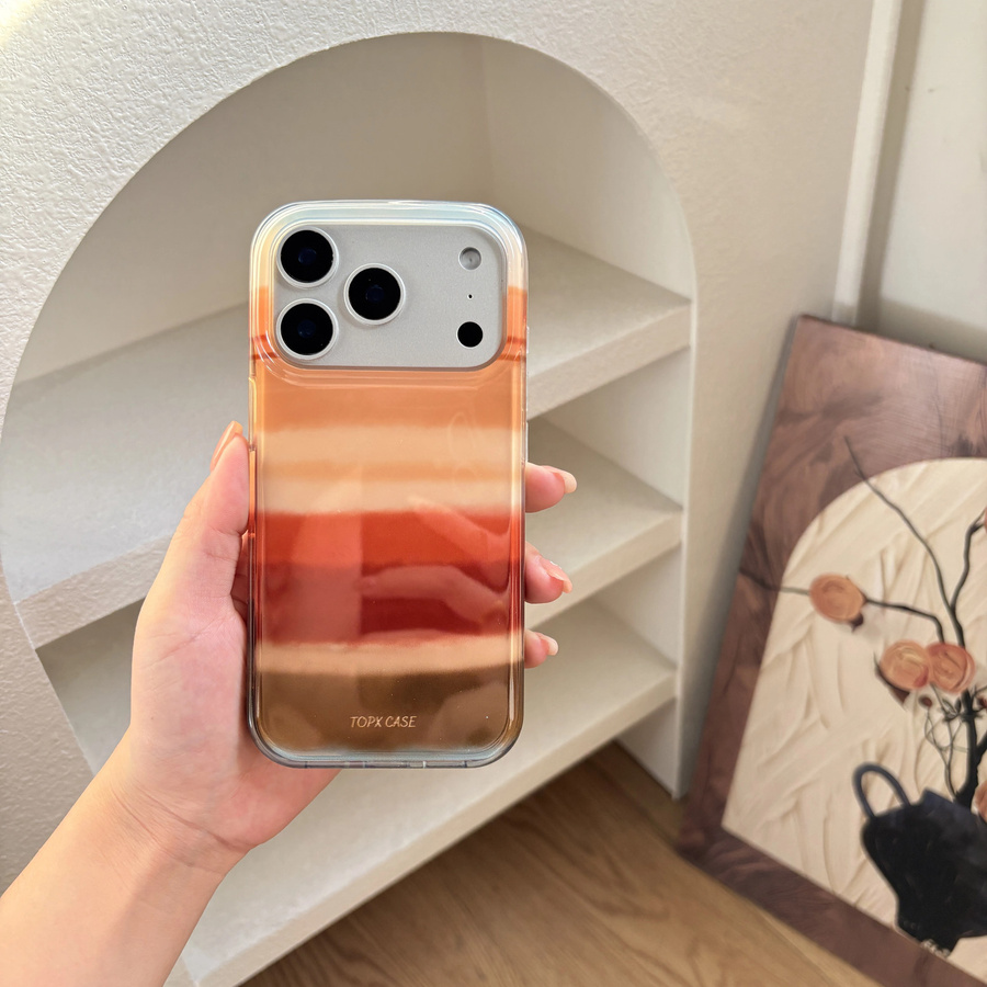 Apple Schutzhülle mit Retro Farbverlauf und erdigen Streifen in Braun für iPhone 17 Pro, iPhone 16, iPhone 15 und iPhone 14 Pro Max - Bild 2