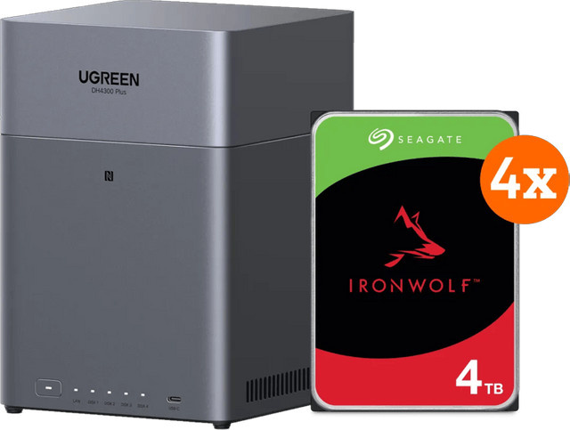 UGREEN NASync DH4300 Plus NAS-System in Grau mit 4 Seagate Ironwolf Festplatten à 4 TB - Bild 1