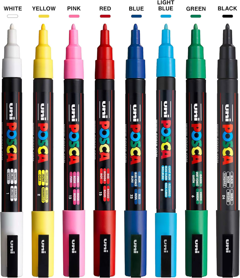 Uni Posca Acrylfarbstifte mit feiner Wendespitze für Kunstbedarf und Stoffbemalung - Bild 1