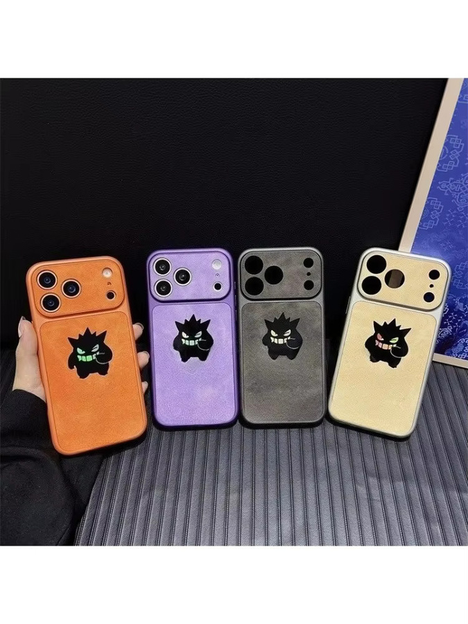 Stoßfeste iPhone Handyhülle mit Gengar Anime Cartoon Design in Laser Leder-Textur für Apple iPhone 17 16 15 14 13 12 11 Pro Max - Bild 5
