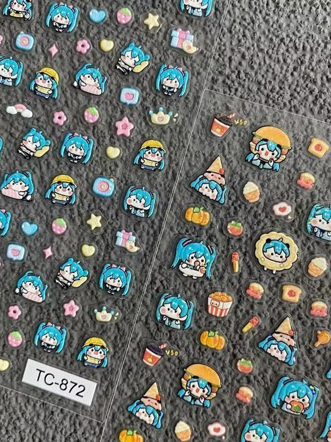 Hatsune Miku Nagelaufkleber, 5D Musik-Element, Selbstklebend - Bild 3