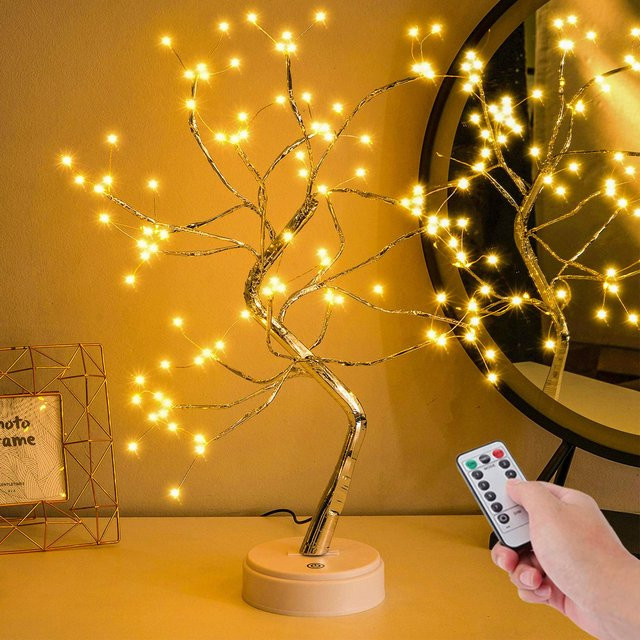 RXSFY LED Deko-Baum mit 108 LEDs als Tischlampe mit Fernbedienung, USB und Batteriebetrieb, Warmweiß - Bild 1