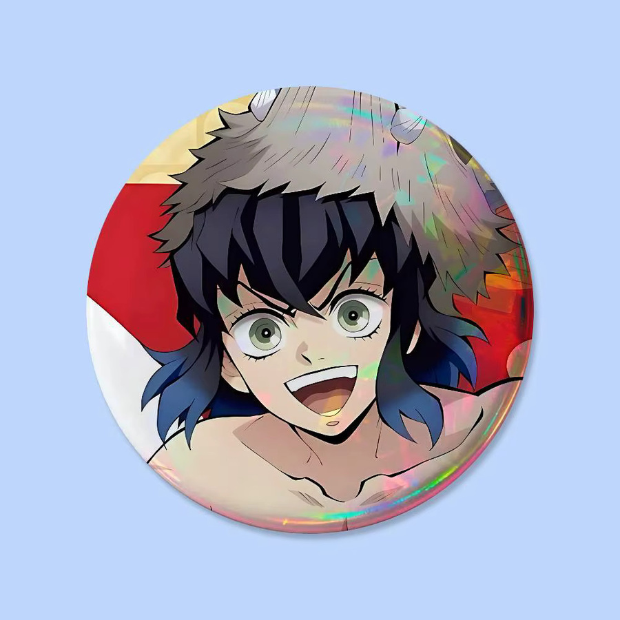 I-Inosuke Hashibira Abzeichen, Runde Cosplay-Pins, Brosche - Bild 4