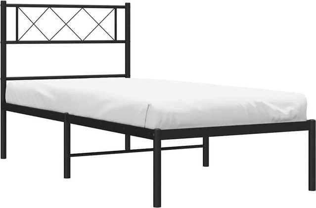 vidaXL Bettgestell aus Metall mit Kopfteil in Schwarz, B/T: 100 x 200 cm - Bild 1