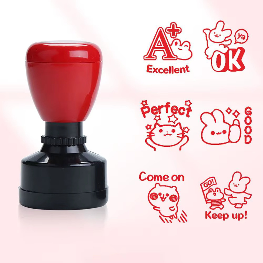 Selbstfärbender Lob-Emoticon-Stempel für Lehrer in Rot für Schule und Scrapbooking - Bild 2