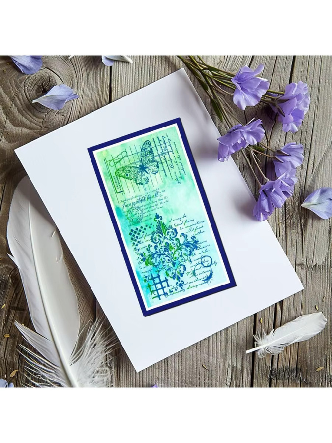 Transparenter Silikonstempel mit Retro-Blumenmuster, Barockdesign, Schmetterling und Libelle für kreative Gestaltungen - Bild 3