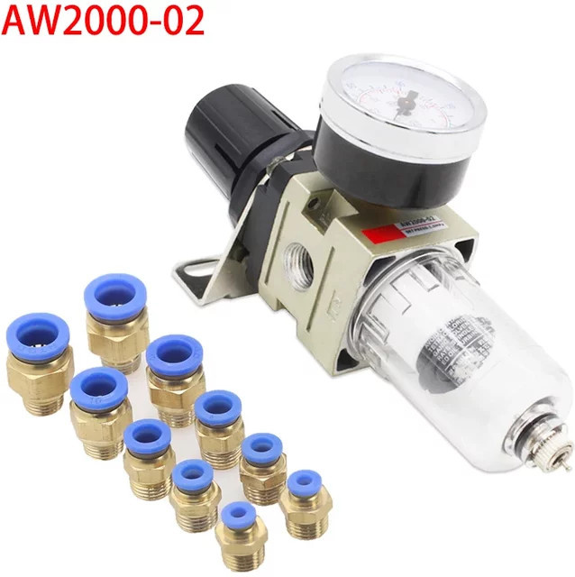 AW2000-02 Pneumatischer Luftkompressor-Druckluftfilter mit Öl- und Wasserabscheider in Silber - Bild 1