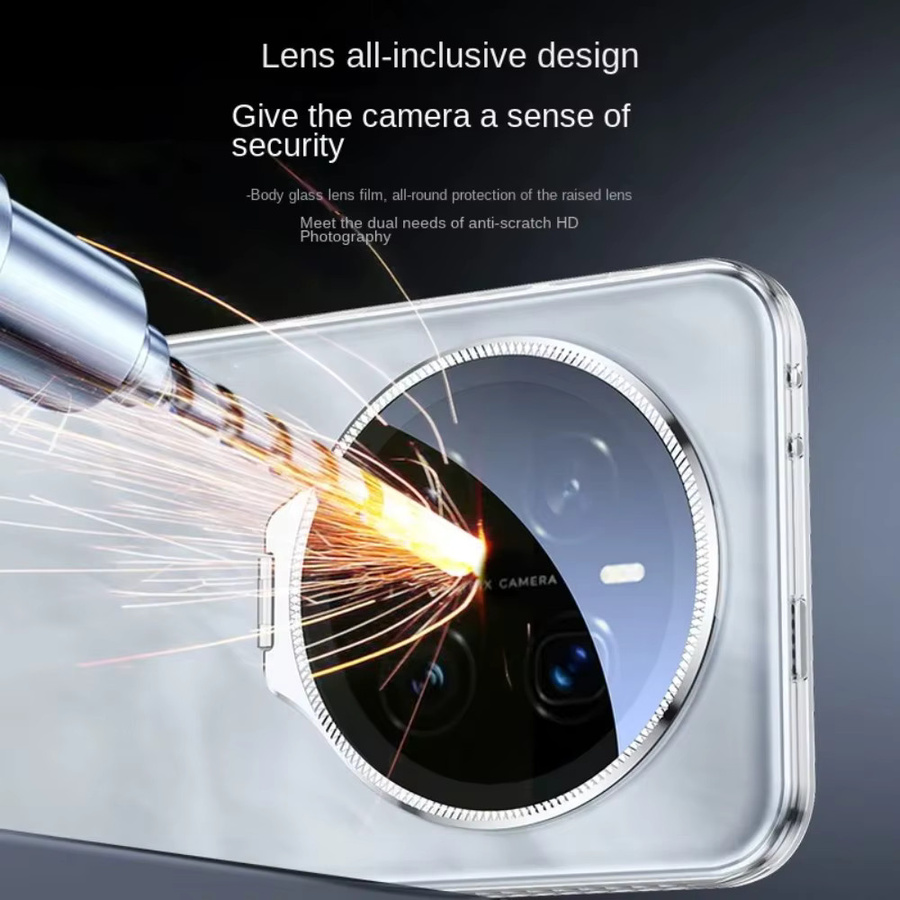 Schutzhülle für Honor Magic7 Pro und Magic7 mit klarem Acryl-Objektiv, gehärtetem Glas und silberner Metallhalterung, transparent - Bild 3