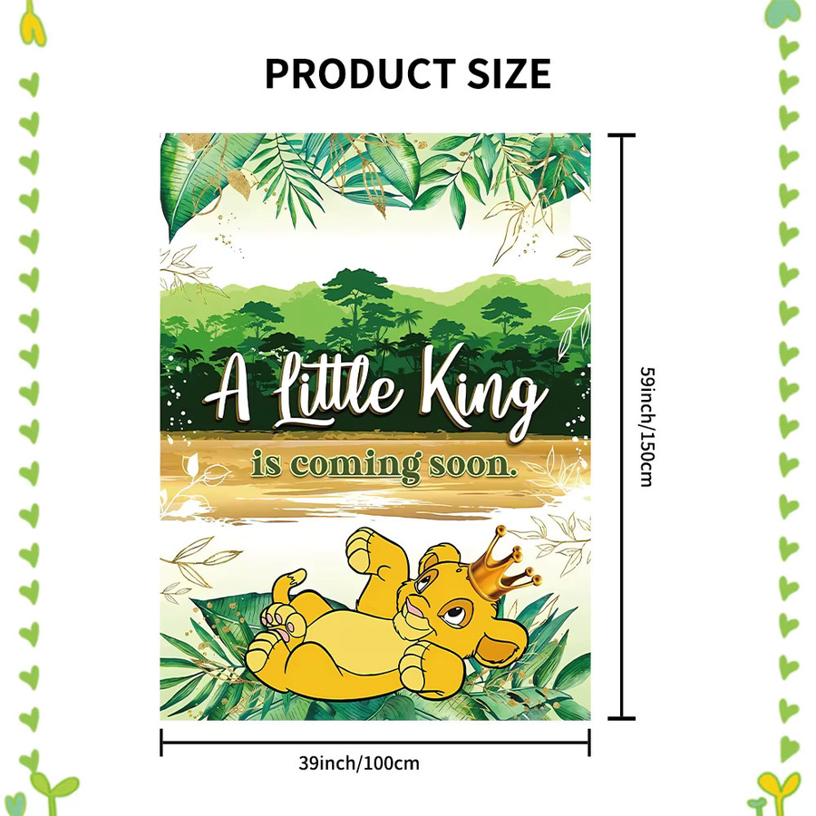 König der Löwen Babyparty Dekoration mit Simba und wildem Dschungel-Motiv in Gold und Multicolour als hängender Papier-Hintergrund - Bild 2