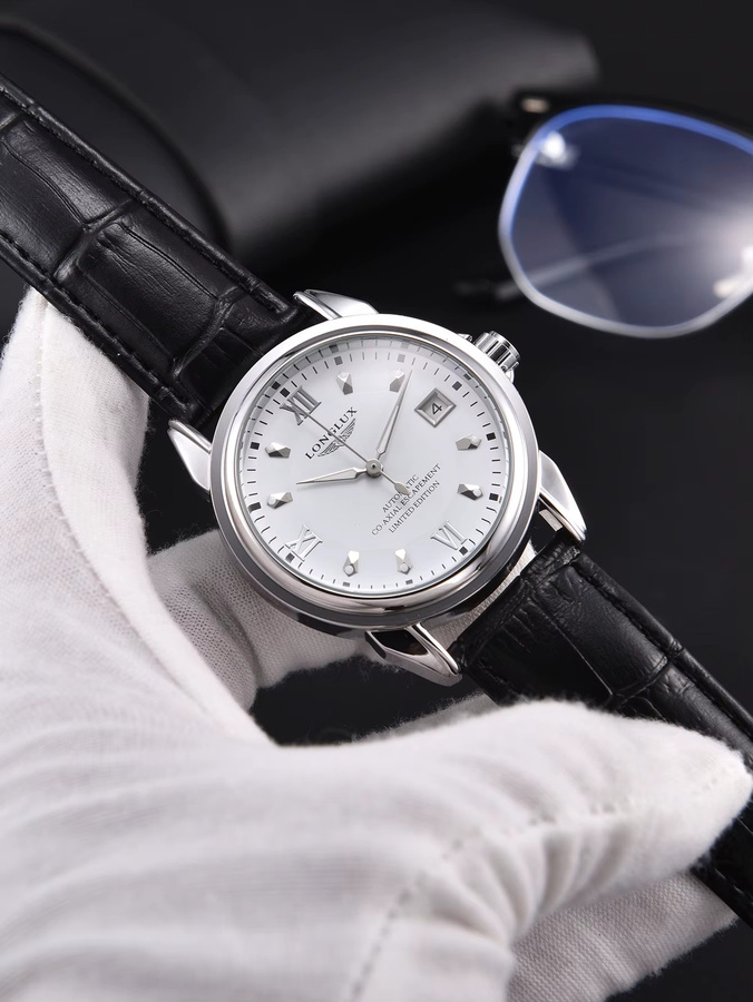 LONGLUX Automatikuhr, Leder, Schwarz, Herren, Datum - Bild 2