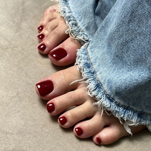 YADORNOS Künstliche Zehennägel, Rot, Glänzend, 24 Stück, Unisex - Bild 1