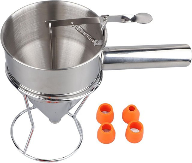 TOMTOP JMS Teig-Dispenser aus Edelstahl in Grau mit 4 Silikon-Mündern (18 mm) - Bild 1