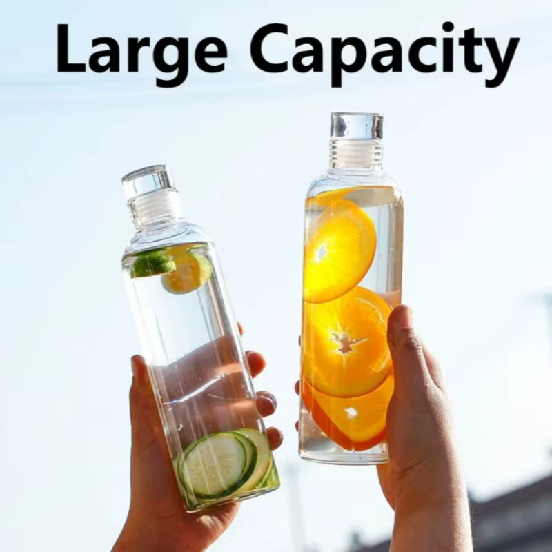 Tragbare Glas Wasserflasche für Outdoor und Sport, transparent und grün, mit Schraubverschluss - Bild 2