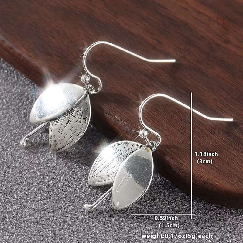 YoYo Ohrringe, silber, Blattform, Haken, Damen - Bild 6