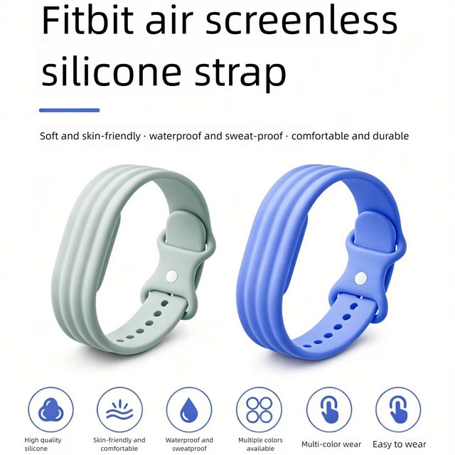 Einfarbiges Silikon-Sportarmband für Google Fitbit Air, Unisex, Blau - Bild 1