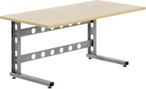Bito Schreibtisch in Buchendekor und Graualuminium, höhenverstellbar, B/T/H: 130,6 x 62,0 x 69,2 cm - Bild 1