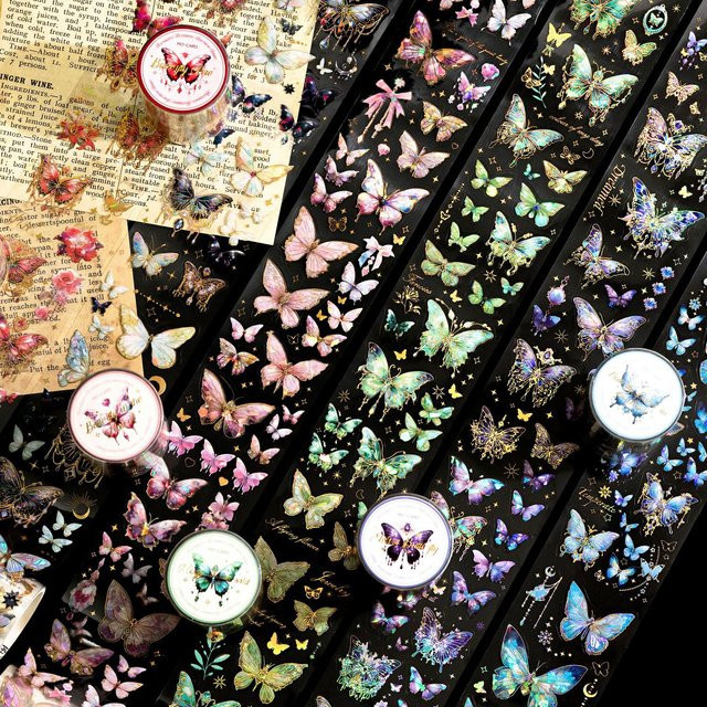Vintage Schmetterling PET-Klebeband in Multicolour für DIY Collage und Junk Journal - Bild 1