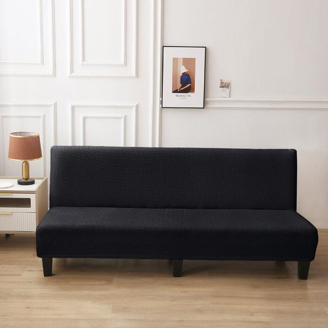 Jacquard-Sofa-Bettbezug aus Polarfleece in Schwarz, armloser Stretch-Bezug für Wohnzimmer, Breite: 155-190 cm - Bild 1